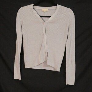 F CARRIERE | medium | Elegant Grey Ribbed Button-Up Cardigan | NWOT